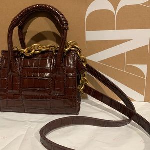 BNWT ZARA Brown Croc mini crossbody bag